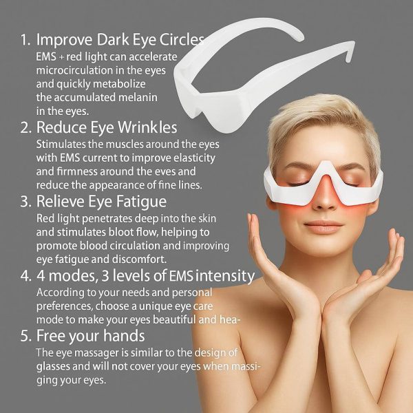 Zeymo Heated Eye Massager with Red Light & EMS – Relieve Dark Circles & Puffiness